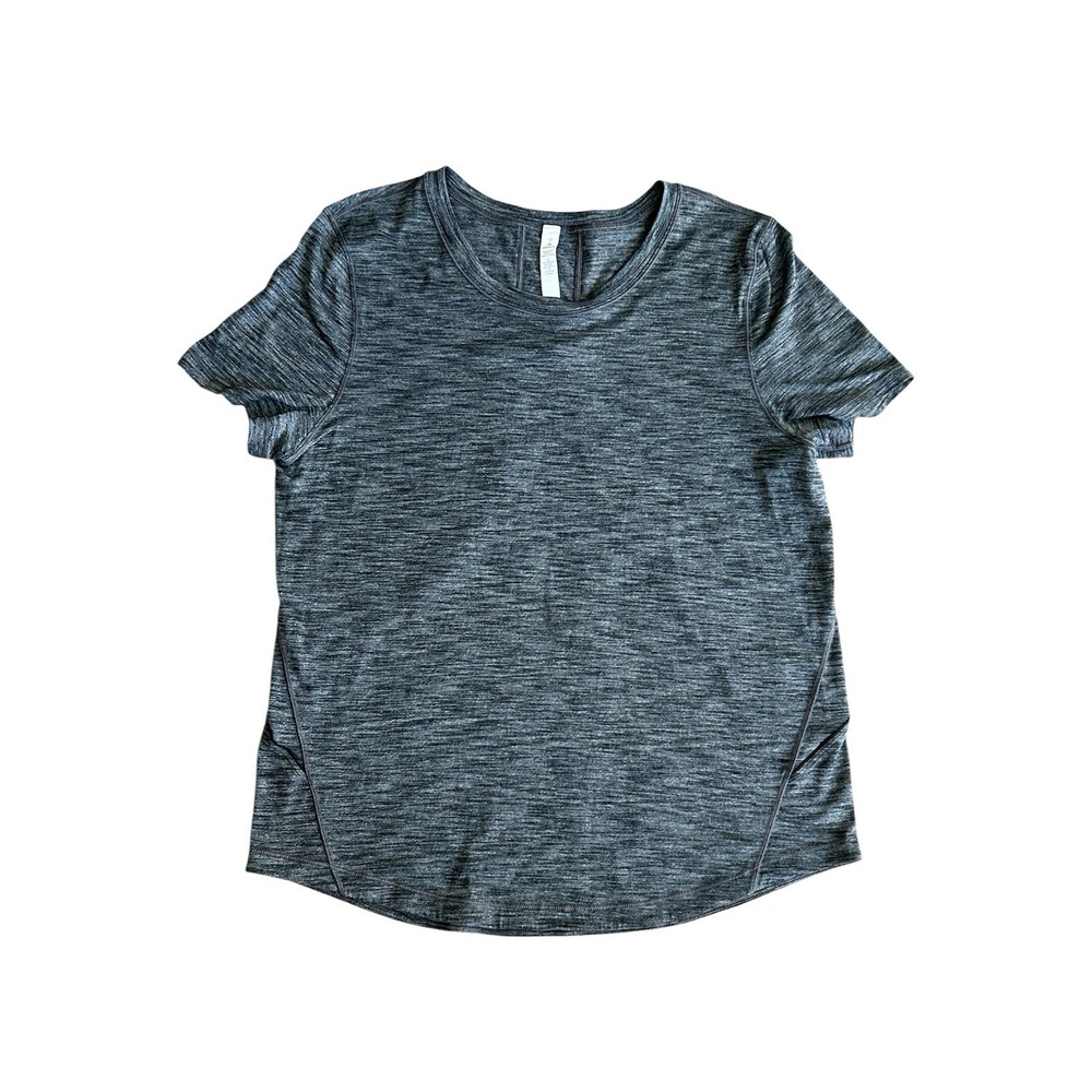 Lululemon Long Distance Short Sleeve Top 10 Heathered Black Run Tee EUC - Picture 5 of 7